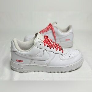 Nike Air Force 1 Low x Supreme White Supreme Laces Sneakers Mens  Size 11